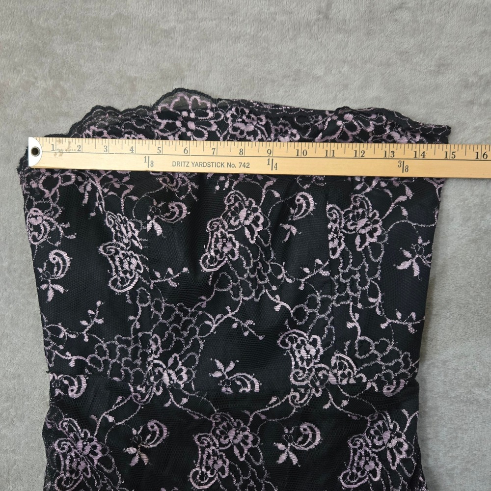 Dessy Collection‎ Black Pink Lace Strapless Prom Dress 10 Fairy Goth Y2K Sheer - Picture 6 of 13